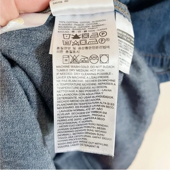 Levi's Larissa western shirt blue denim short sleeves dark wash snaps - Picture 7 of 8